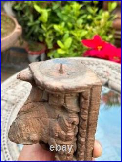 Ancient Wooden Hand Carved Elephant Figure Wall Hanging Candle Holder