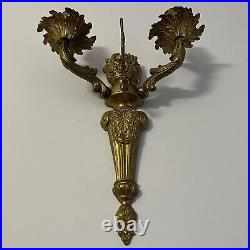 Antique 11 French Wall Sconce Candleholder Brass Bronze 2 candles