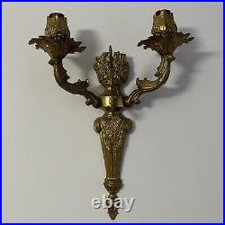 Antique 11 French Wall Sconce Candleholder Brass Bronze 2 candles