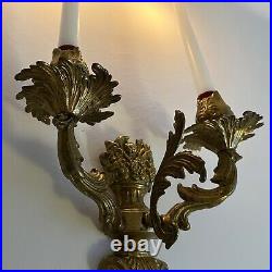 Antique 11 French Wall Sconce Candleholder Brass Bronze 2 candles