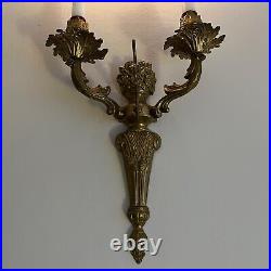 Antique 11 French Wall Sconce Candleholder Brass Bronze 2 candles