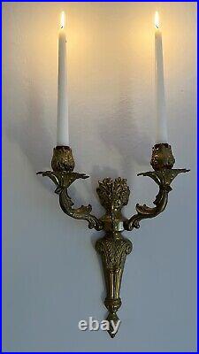 Antique 11 French Wall Sconce Candleholder Brass Bronze 2 candles