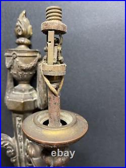 Antique 1800's Neoclassical ornate bronze wall candle holder sconce fixture