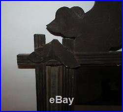 Antique 1800s Carved Wood Primitive Wall Mirror Sconce Hall Tree Candle Holders