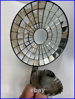 Antique 19th C. Mirrored Mosaic Wall Sconce Hanging Candle Holder