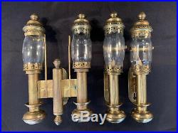 Antique 3 Piece Set Railway Train Carriage Brass Wall Sconces Candle Holders
