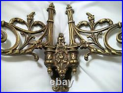 Antique Art Nouveau Wall/Piano Candle Holder Sconce by L. Pinet in Brass c. 1906