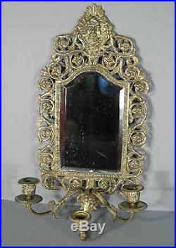 Antique Bracket Wall Bronze Style Renaissance with Mirror and Candle Holders