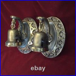 Antique Brass 1920s Art Deco Wall Sconces Pair Rewired and Restored