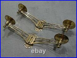 Antique Brass Bronze Candle Sticks Holder 2 Arm Swing Wall Sconce Complete