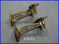 Antique Brass Bronze Candle Sticks Holder 2 Arm Swing Wall Sconce Complete