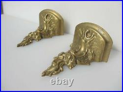 Antique Brass Candle Holders Wall Sconces Shelf Shelve Vintage Old Rococo French