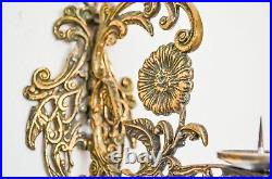 Antique Brass Candle Wall Sconce Candle Holder Victorian Baroque Ornate vintage
