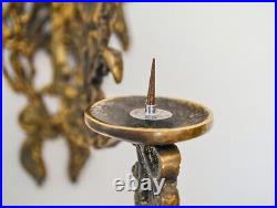 Antique Brass Candle Wall Sconce Candle Holder Victorian Baroque Ornate vintage