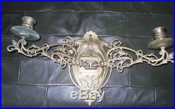 Antique Brass Double Wall Candle Holder piano sconce ornate Design swing arms
