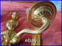 Antique Brass Wall Sconce Candle Holder Double Arm glass votive Vintage India