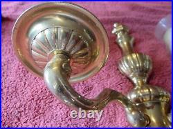 Antique Brass Wall Sconce Candle Holder Double Arm glass votive Vintage India