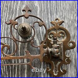 Antique Brass Wall Sconce Pair Neumeyer German Piano Candle Holder Swing Arm