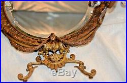 Antique Brass Wall Sconce WithCandle Holders, Victorian Design, Bevel Edge Mirror