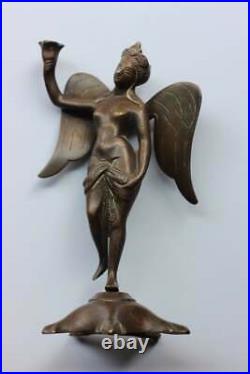 Antique Bronze Candle Holder Lady Statue For Home And Office Wall Hanging Decor