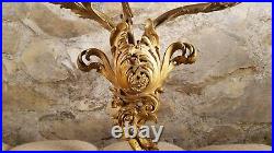 Antique Bronze Louis XV Style 3 Arm Candelabra Wall Sconce Candle Holder