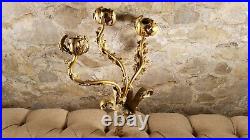 Antique Bronze Louis XV Style 3 Arm Candelabra Wall Sconce Candle Holder