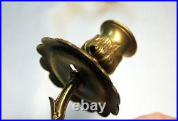 Antique Bronze Wall Mounted Double Arm Candlestick French Signed