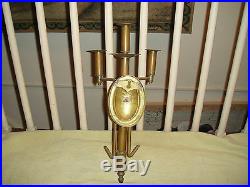 Antique Candelabra Brass Wall Mounted Sconce-3 Candle Holder-Unique Design