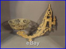 Antique Candle Oil Lamp Holder Swing Arm Metal Wall Sconce Marked Pat. June 1883