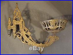 Antique Candle Oil Lamp Holder Swing Arm Metal Wall Sconce Marked Pat. June 1883