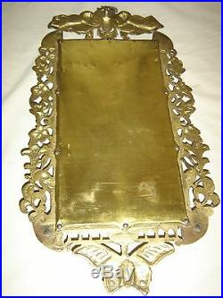 Antique Cast Brass Wall Mirror with (removable) Swivel Candle Holders. 9543