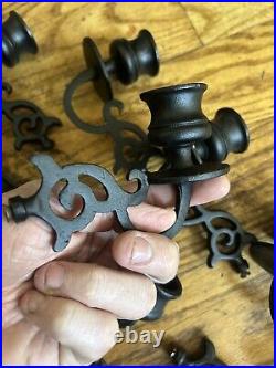 Antique Cast Iron Candle Holder Wall Mounted Fixtures Lot