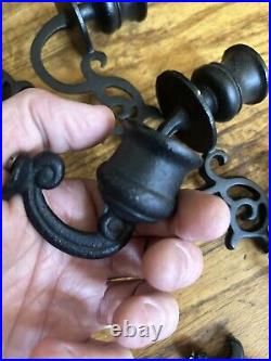 Antique Cast Iron Candle Holder Wall Mounted Fixtures Lot