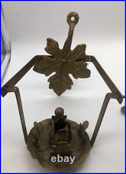 Antique Cast Iron Leaf Wall hanging Church or table Candle holders