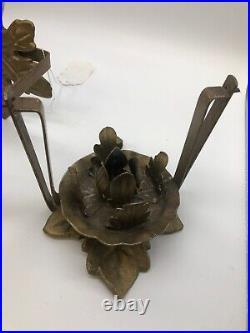 Antique Cast Iron Leaf Wall hanging Church or table Candle holders