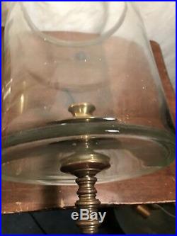 Antique Chatham Brass Wall Mounted Heavy Glass Candle Holder Sconce