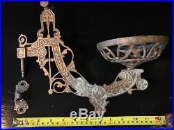 Antique Early 1900s Art Deco Metal Wall Sconce Oil Lamp /Plant Candle Holder