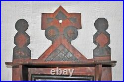 Antique Folk Art Hanging Wall Candle Box, Mirror, Match Holders And Shelf