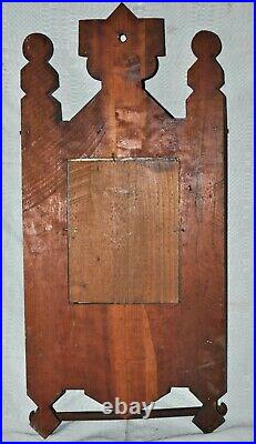 Antique Folk Art Hanging Wall Candle Box, Mirror, Match Holders And Shelf