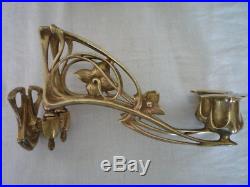 Antique French Art Nouveau Double Candlestick Holder Wall Sconce Piano Candle