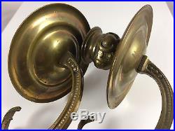 Antique French Bronze Rococo Scroll Candle Holder Wall Lighting Sconce Pair Set