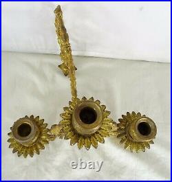 Antique French Gilded Bronze Pair Piano Wall Sconce Candleholders Napoleon III