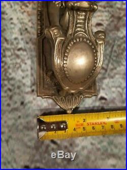 Antique French Old Ornate Silver Brass Bronze Cherub Wall Sconce Candle Holder