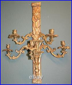 Antique French Ormolu Wall Candelabra, Rococo Sconce 5 Candle Holder Large 31.5