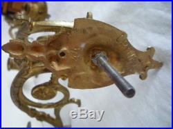 Antique French Pinet Gilt Double Candlestick Candle Holder Wall Sconce Piano (2)