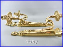 Antique French Provincial Regency Brass Wall Candle Sconce Candelabra Lot Pair