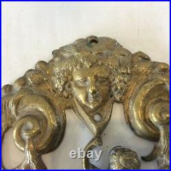 Antique French Rococo Style Cherub Wall Sconce Candle Holder Gold Tone Ornate