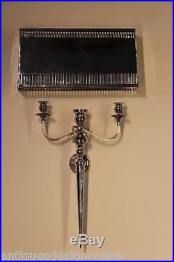 Antique Georgian nickel WALL LIGHT silver SCONCES Shade candle holder Sheraton