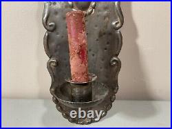 Antique Germany Hammered Metal Wall Candle Sconce Primitive Farmhouse Decor
