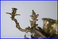 Antique Gilt Iron Sconce Pair Bronze Wall Candelabra Candle Holder Gold Leaf